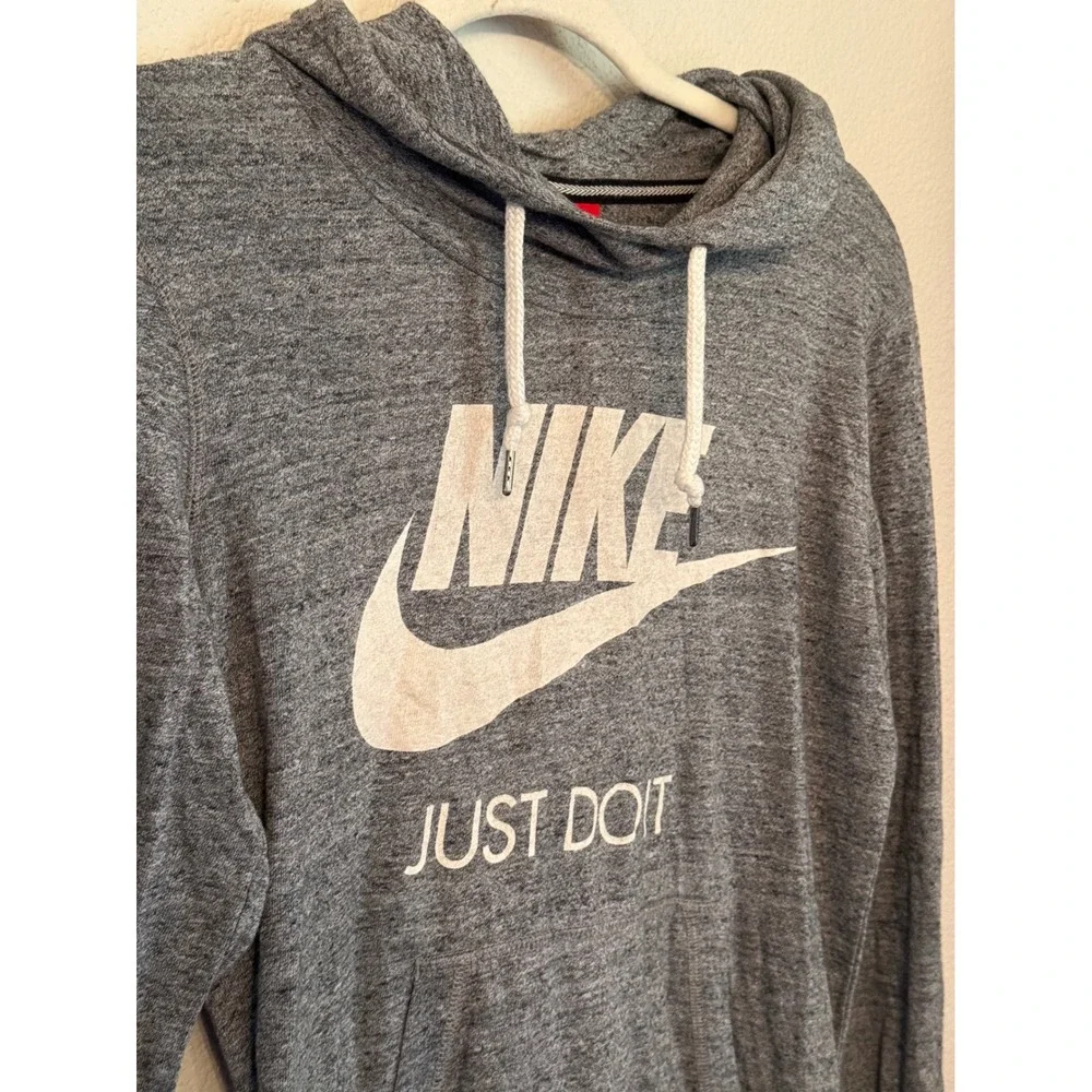 Nike Hoodie Women Small Gray Excellent Just Do It Graphic Pullover Lightweight